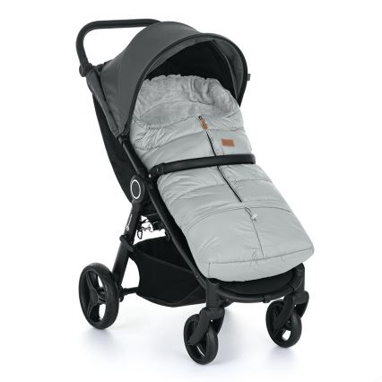 PETITE&MARS - CONJUNTO Saco infantil 3 en 1 JIBOT + manoplas para cochecito JASIE gris claro