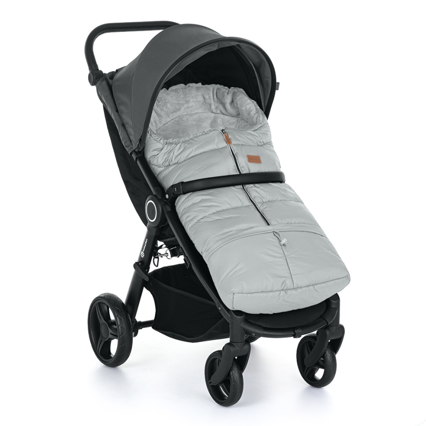 PETITE&MARS - CONJUNTO Saco infantil 3 en 1 JIBOT + manoplas para cochecito JASIE gris claro
