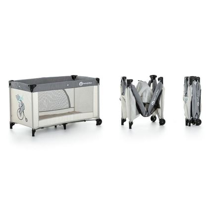 PETITE&MARS - Cuna de viaje NYJA TEDDY BIKER gris/beige