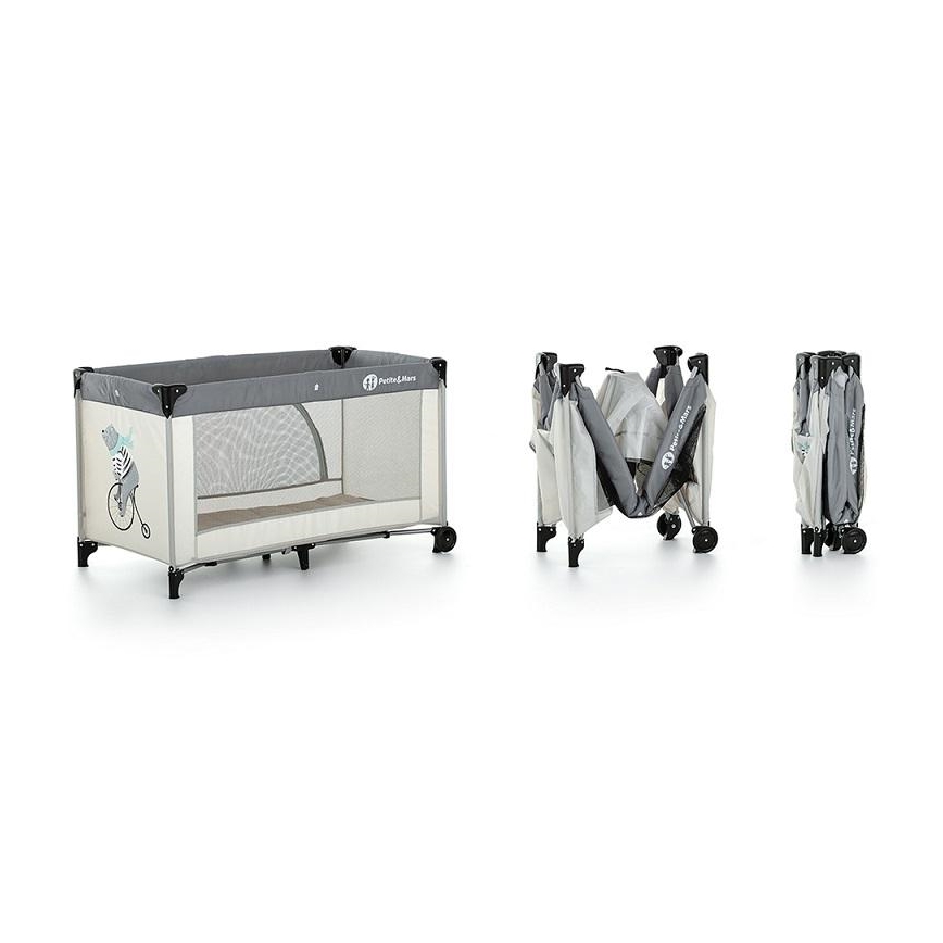 PETITE&MARS - Cuna de viaje NYJA TEDDY BIKER gris/beige