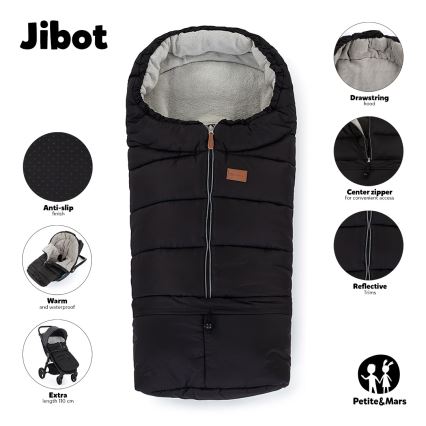 PETITE&MARS - JUEGO Saco de dormir 3en1 JIBOT + manguitos para cochecito JASIE gris