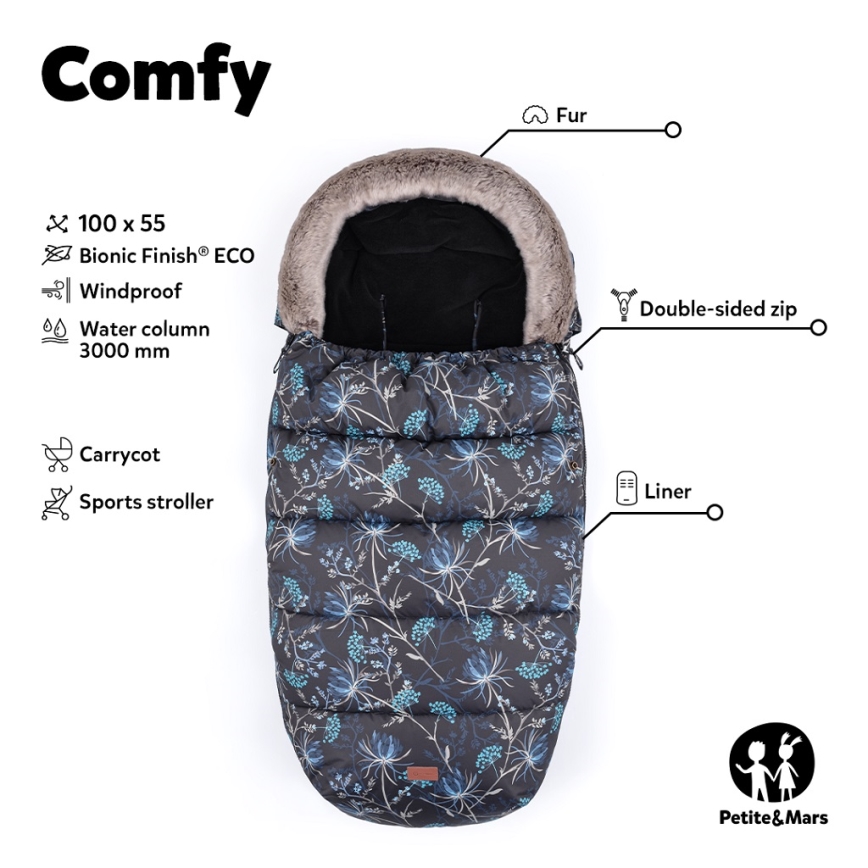 PETITE&MARS - Saco de dormir para bebés 4en1 COMFY Fancy Dream azul/blanco