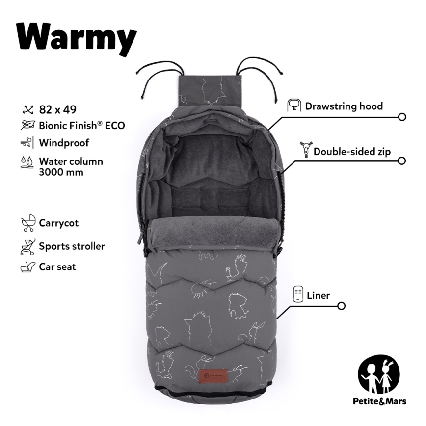 PETITE&MARS - Saco de dormir para bebés 4en1 WARMY negro