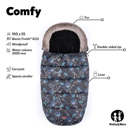 PETITE&MARS - SET Saco de Dormir para Bebé 4en1 COMFY + fundas para cochecito FURRY Champagne Shower