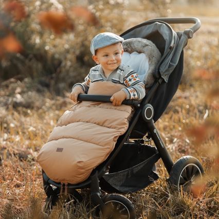 PETITE&MARS - SET Saco de Dormir para Bebé 4en1 COMFY + fundas para cochecito FURRY Elegant Caramel