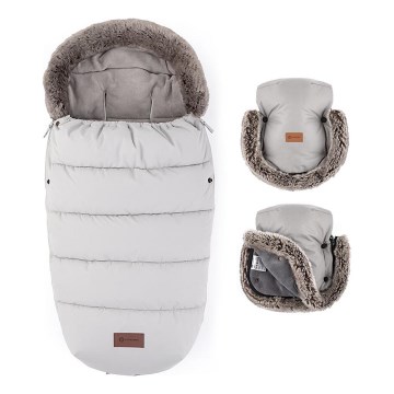 PETITE&MARS - SET Saco de Dormir para Bebé 4en1 COMFY + fundas para cochecito FURRY Champagne Shower