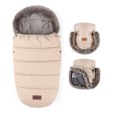 PETITE&MARS - SET Saco de Dormir para Bebé 4en1 COMFY + fundas para cochecito FURRY rosa Petal