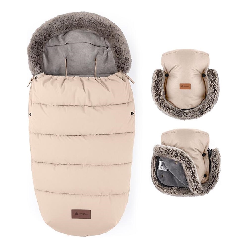 PETITE&MARS - SET Saco de Dormir para Bebé 4en1 COMFY + fundas para cochecito FURRY rosa Petal