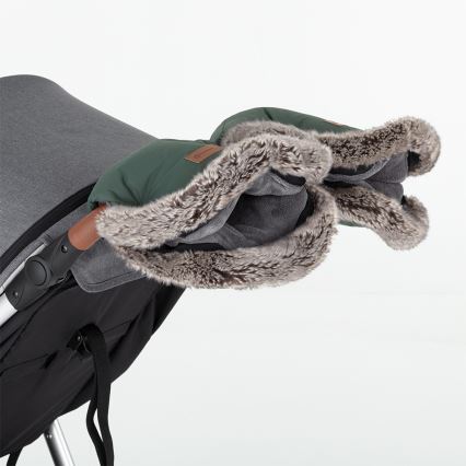 PETITE&MARS - SET Saco infantil 4 en 1 COMFY + manoplas para cochecito FURRY Kaki
