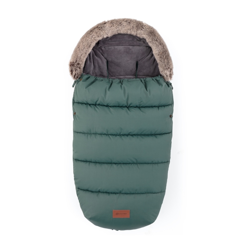 PETITE&MARS - SET Saco infantil 4 en 1 COMFY + manoplas para cochecito FURRY Kaki