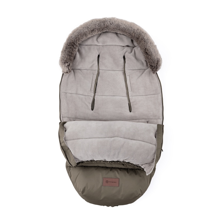 PETITE&MARS - CONJUNTO Saco infantil 4 en 1 COMFY + manoplas para cochecito FURRY Mocha Mousse