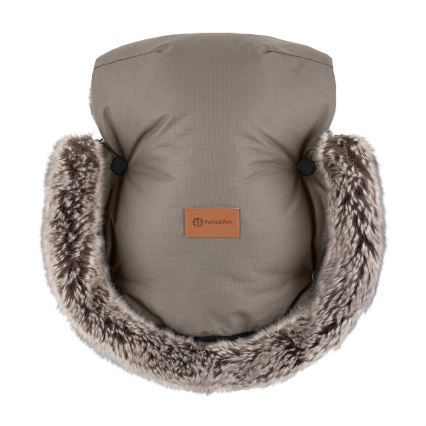 PETITE&MARS - CONJUNTO Saco infantil 4 en 1 COMFY + manoplas para cochecito FURRY Mocha Mousse