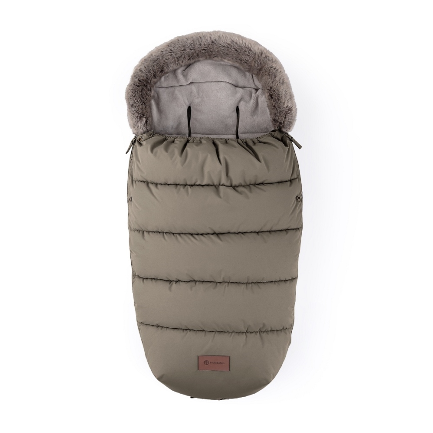 PETITE&MARS - CONJUNTO Saco infantil 4 en 1 COMFY + manoplas para cochecito FURRY Mocha Mousse
