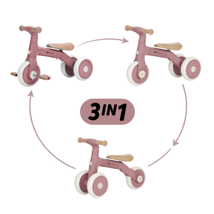 PETITE&MARS - Triciclo infantil 3 en 1 BINGO Dusty Rose