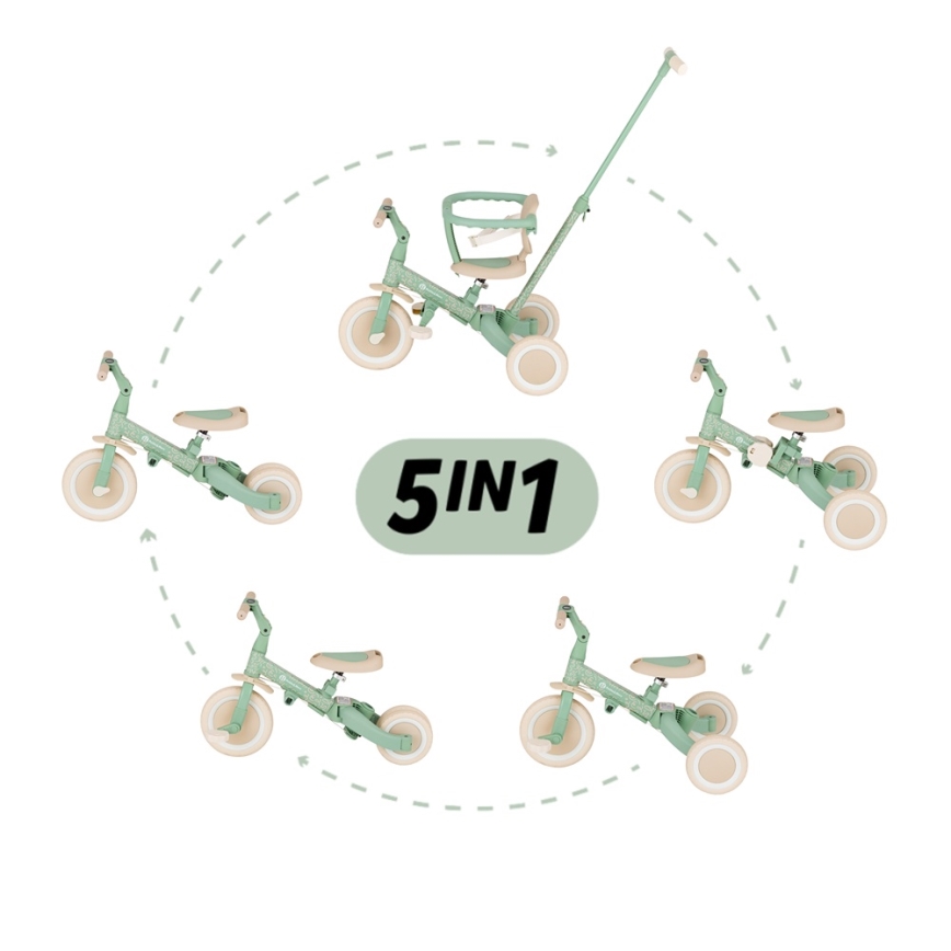 PETITE&MARS - Triciclo infantil 5 en 1 TURBO LIMITED Green Twist