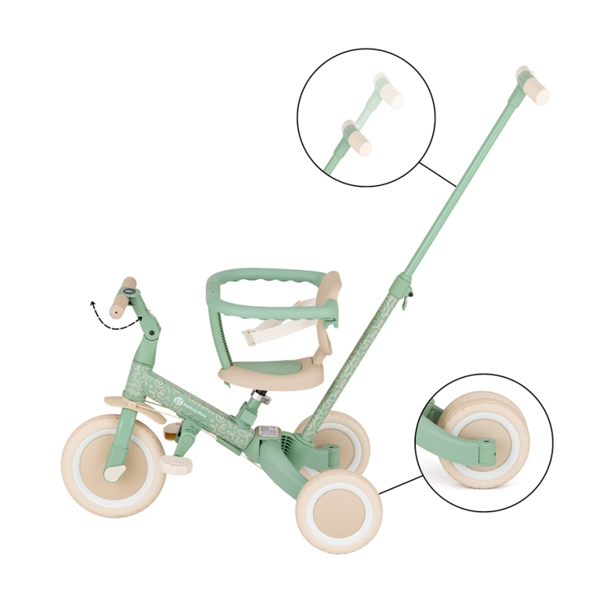 PETITE&MARS - Triciclo infantil 5 en 1 TURBO LIMITED Green Twist