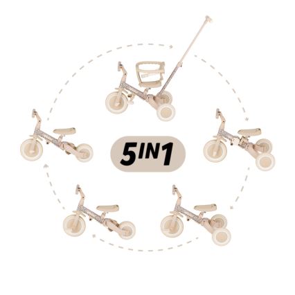 PETITE&MARS - Triciclo infantil 5 en 1 TURBO LIMITED Pradera Rosa