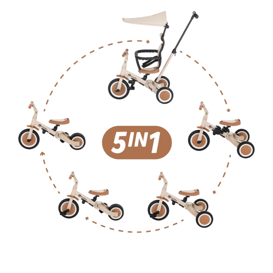 PETITE&MARS - Triciclo infantil 5 en 1 TURBO PLUS Desert Sand