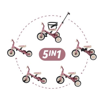 PETITE&MARS - Triciclo infantil 5en1 TURBO Dusty rosa