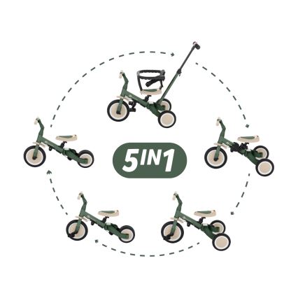 PETITE&MARS - Triciclo infantil 5en1 TURBO Misty Green