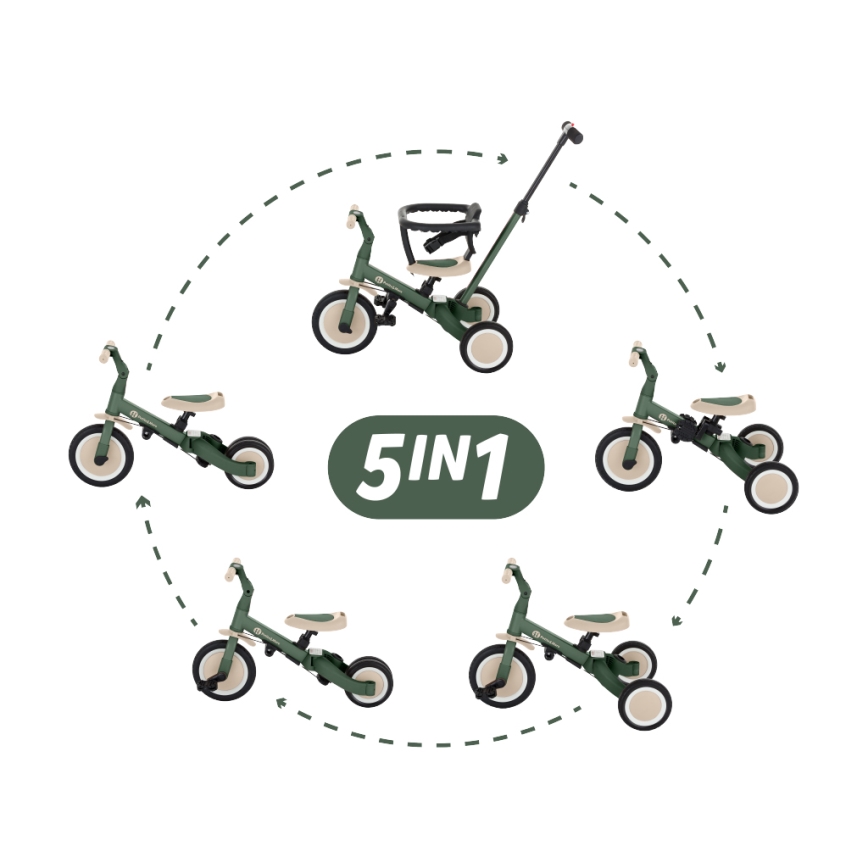 PETITE&MARS - Triciclo infantil 5en1 TURBO Misty Green