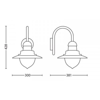 Philips 01652/06/PN - Aplique exterior RAINDROP 1xE27/53W/230V IP44