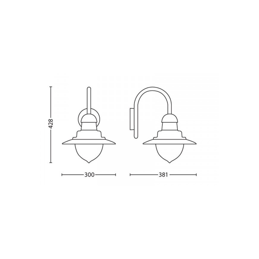 Philips 01652/06/PN - Aplique exterior RAINDROP 1xE27/53W/230V IP44