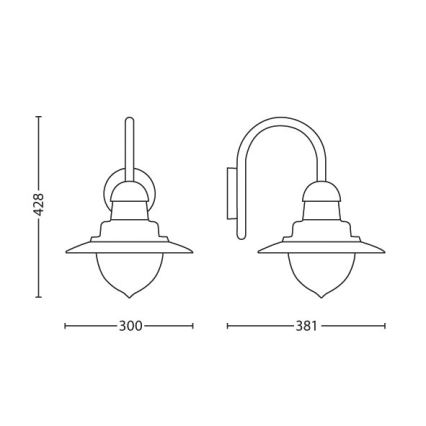Philips 01652/52/PN - Aplique exterior RAINDROP 1xE27/60W/230V IP44
