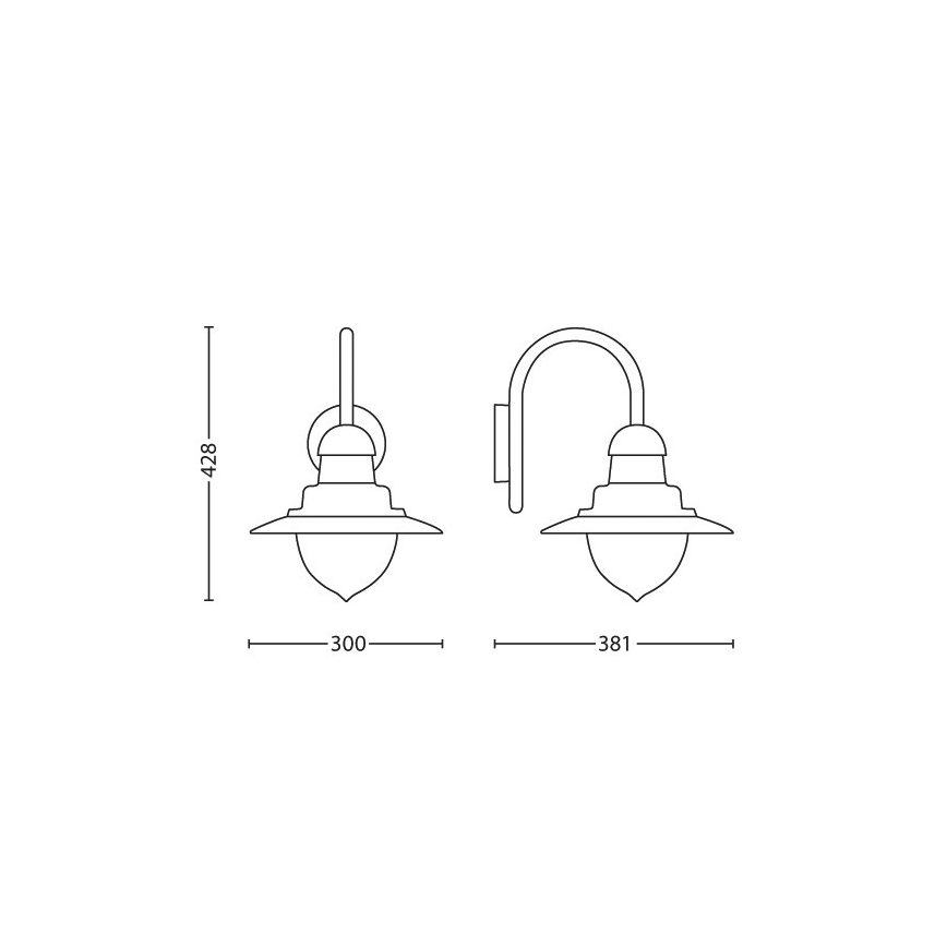 Philips 01652/52/PN - Aplique exterior RAINDROP 1xE27/60W/230V IP44