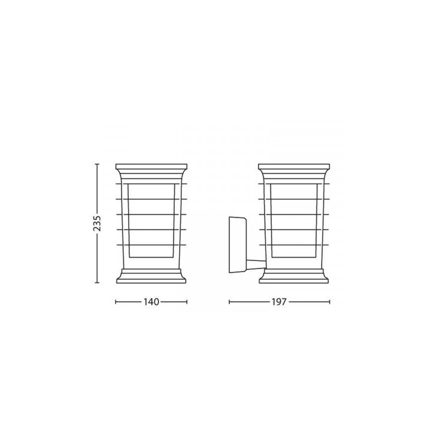 Philips 15280/54/PN - Aplique LED de exterior MyGarden PATIO 1xE27/60W/230V IP44