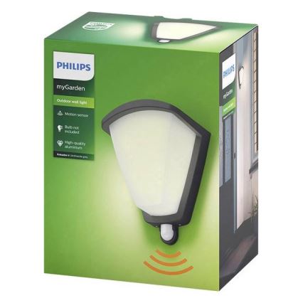 Philips 1738493PN - Aplique de exterior con sensor KISKADEE 1xE27/42W/230V IP44