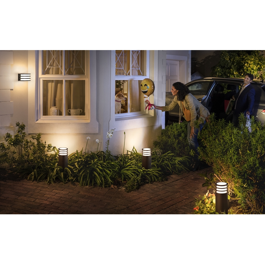 Philips 17403/93/P0 - Lámpara LED regulable exterior HUE LUCCA 1xE27/9,5W/230V