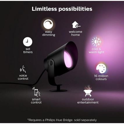 Philips - Lámpara LED RGB para exteriores Hue LILY LED/15W/230V IP65