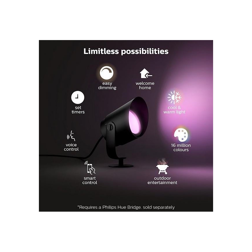 Philips - Lámpara LED RGB para exteriores Hue LILY LED/15W/230V IP65