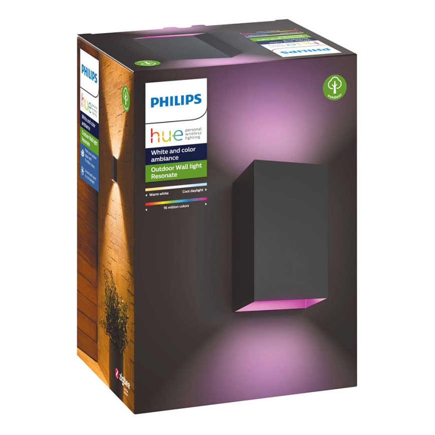 Philips - LED RGBW Aplique de exterior regulable Hue RESONATE 2xLED/8W/230V 2000-6500K IP44