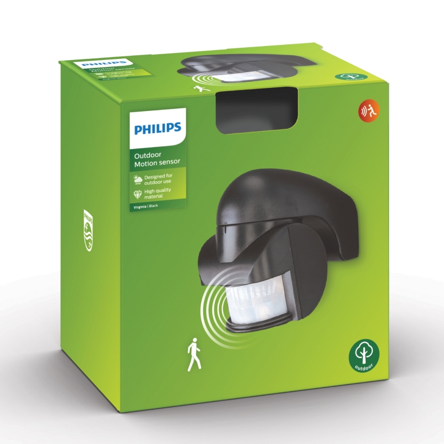 Philips - Sensor de movimiento exterior IP44 negro