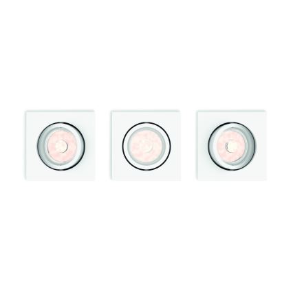 Philips - Pack de 3 luminarias empotrables LED RGBW regulables 1xGU10/4,8W/230V, color blanco + mando a distancia