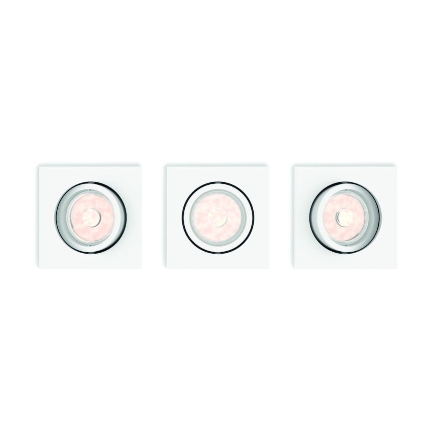 Philips - Pack de 3 luminarias empotrables LED RGBW regulables 1xGU10/4,8W/230V, color blanco + mando a distancia