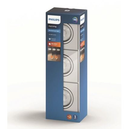 Philips  50393/11/P0 - SET 3x LED Lámpara empotrable regulable SHELLBARK LED/4,5W/230V