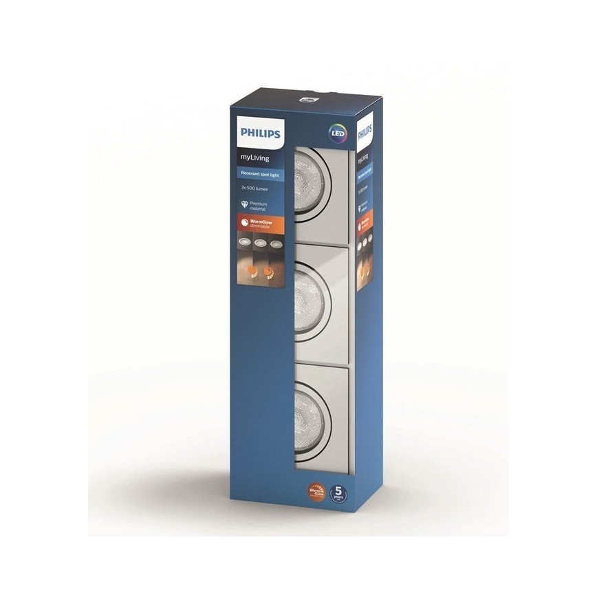 Philips  50393/11/P0 - SET 3x LED Lámpara empotrable regulable SHELLBARK LED/4,5W/230V