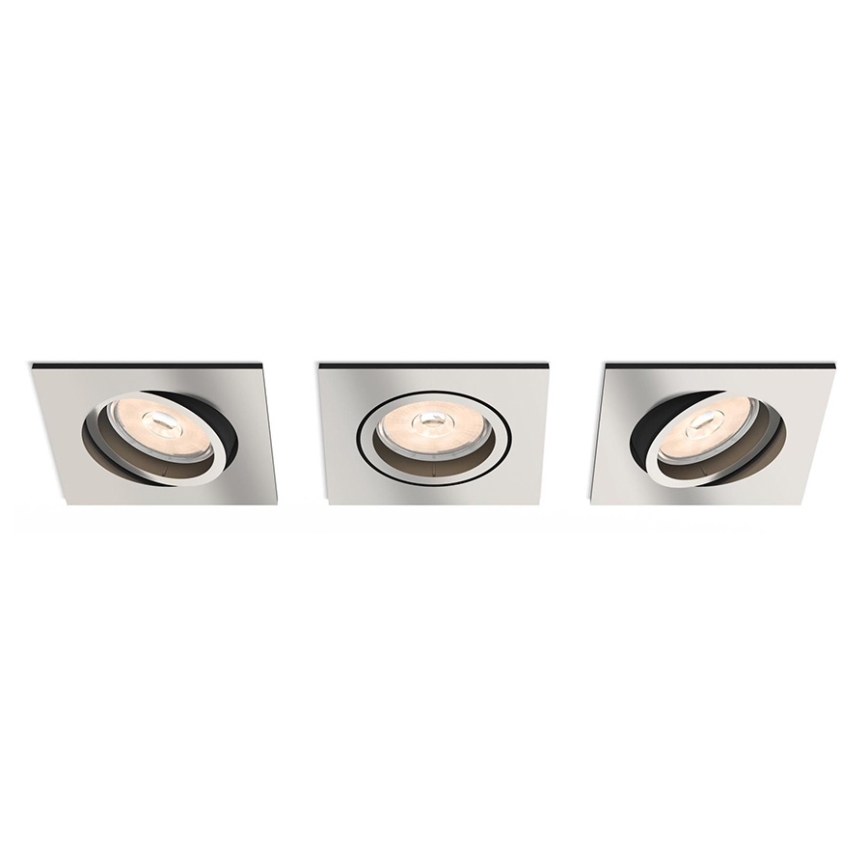 Philips - SET 3x Iluminación empotrable de techo 1xGU10/5,5W/230V