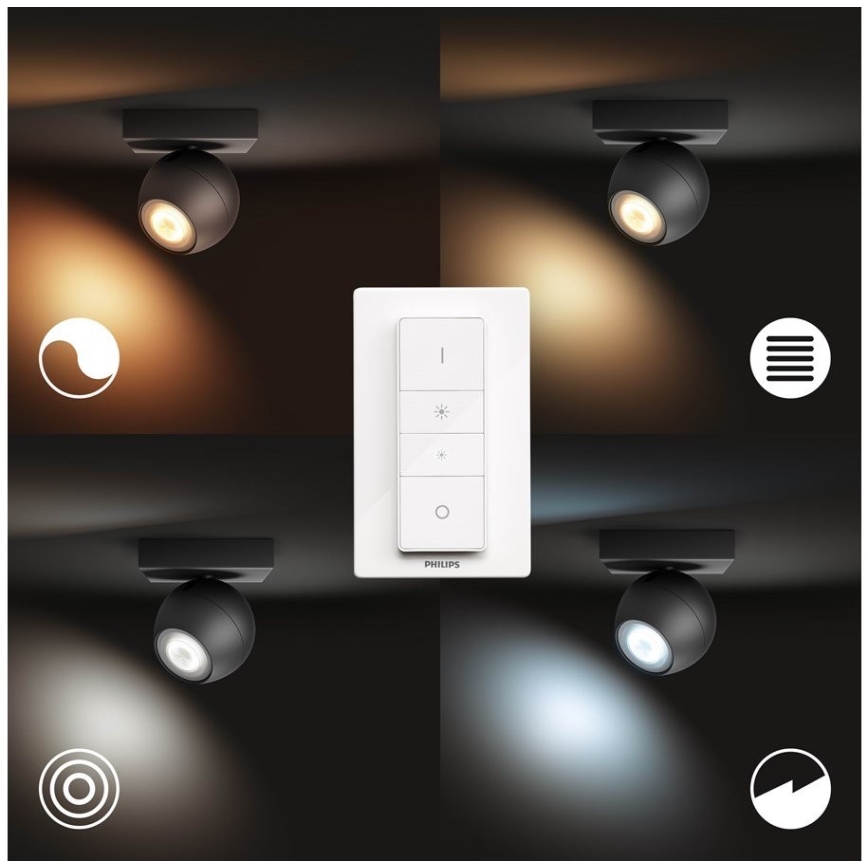 Philips - Foco LED regulable Hue BUCKRAM 1xGU10/5W/230V + mando a distancia