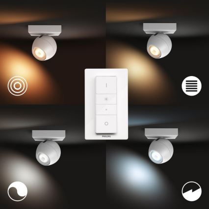 Philips - Foco LED regulable Hue BUCKRAM 1xGU10/5W/230V + mando a distancia