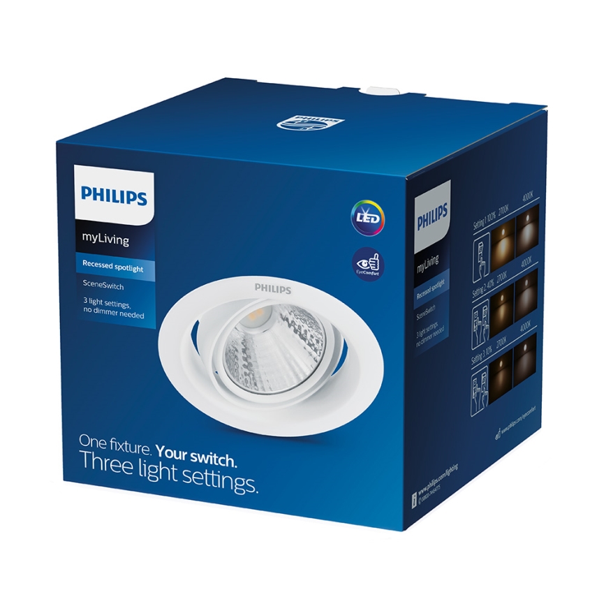 Philips - Luminaria empotrada regulable LED SCENE SWITCH LED/7W/230V 2700K