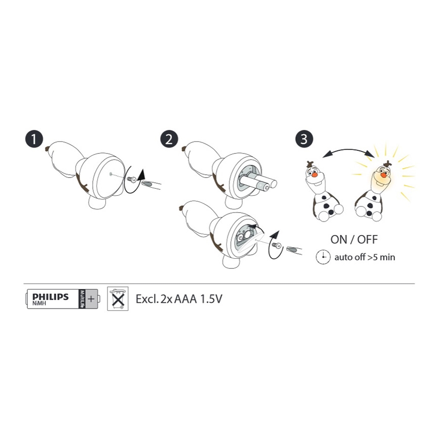 Philips 71768/08/16 - Lámpara LED infantil FROZEN 1xLED/0,2W/2xAAA