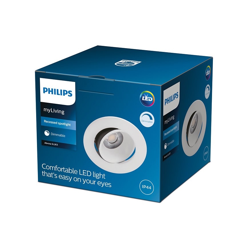 Philips - Lámpara empotrable LED regulable para baño ABROSA 1xLED/9W/230V IP44