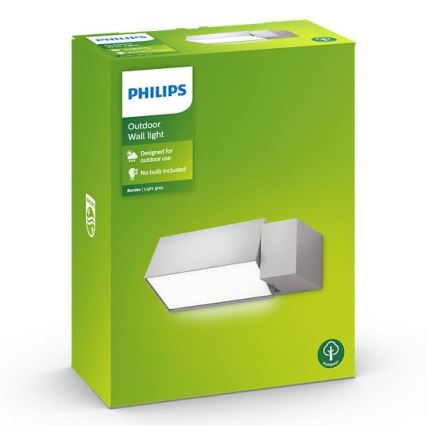 Philips - Aplique de exterior BORDER 1xE27/23W/230V IP44 gris