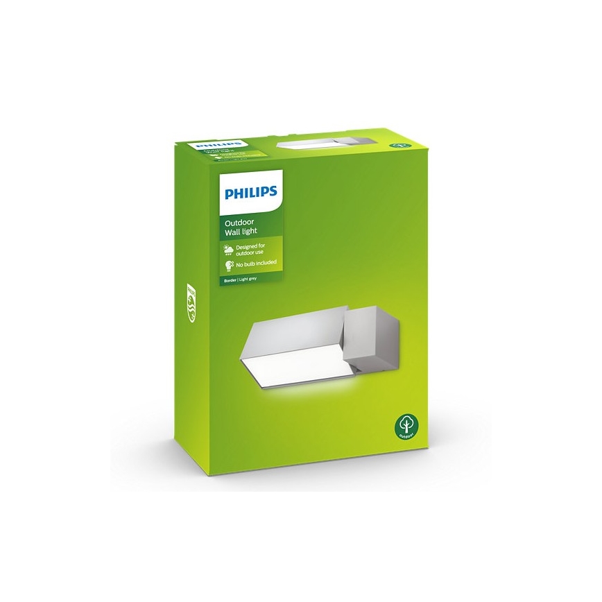 Philips - Aplique de exterior BORDER 1xE27/23W/230V IP44 gris