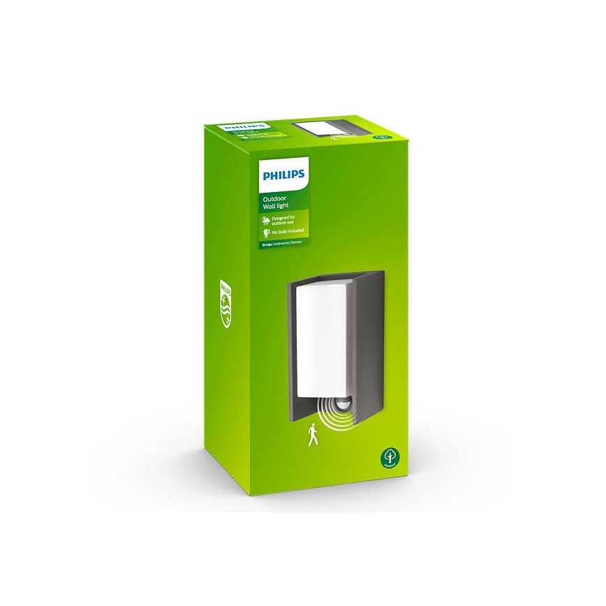 Philips - Aplique de exterior con sensor BRIDGE 1xE27/15W/230V IP44