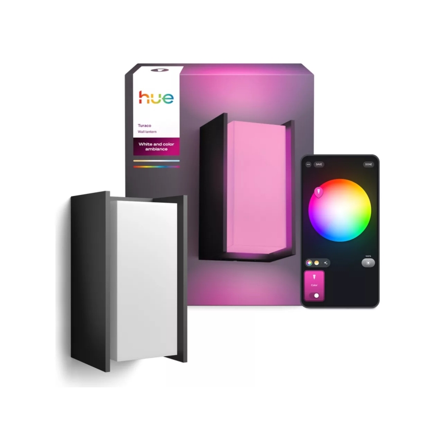 Philips - Aplique LED regulable para exterior Hue TURACO White And Color Ambiance 1xE27/8,1W/230V 1000-20000K